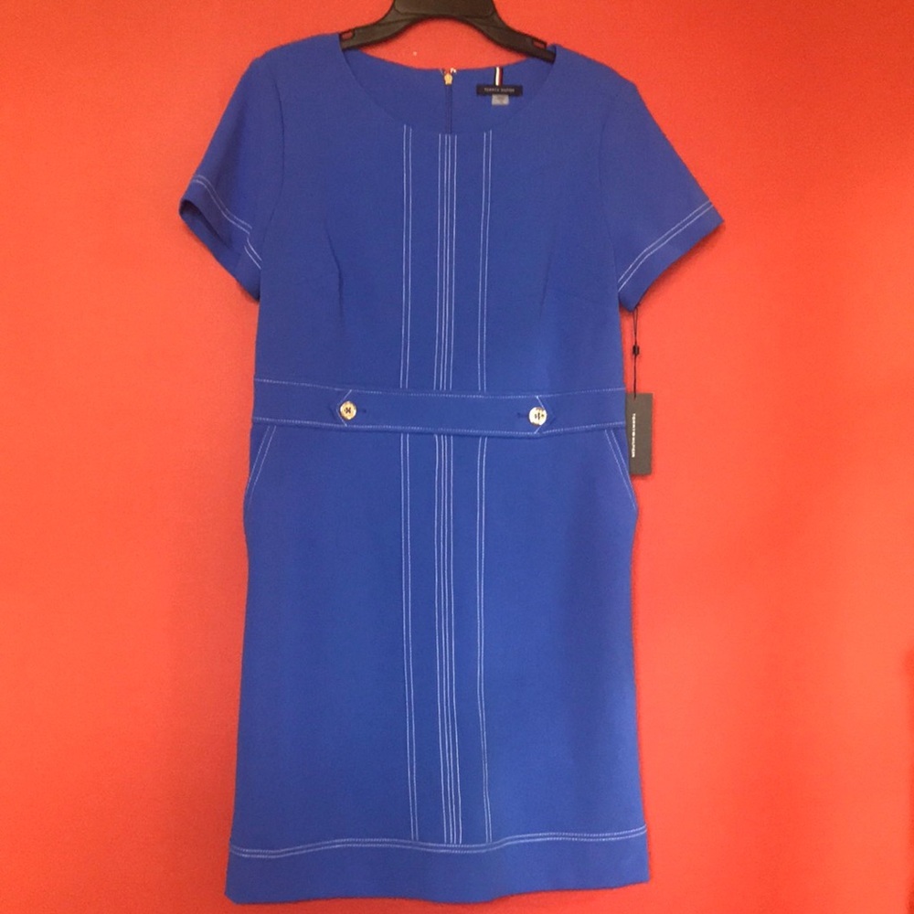Tommy Hilfiger Short Sleeve Crew Neck Blue Dress Size 12